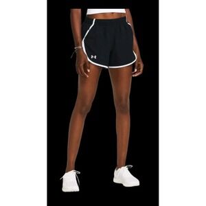 Under Armour Women's UA Fly By 3" Running‎ Shorts Black White XL NWT